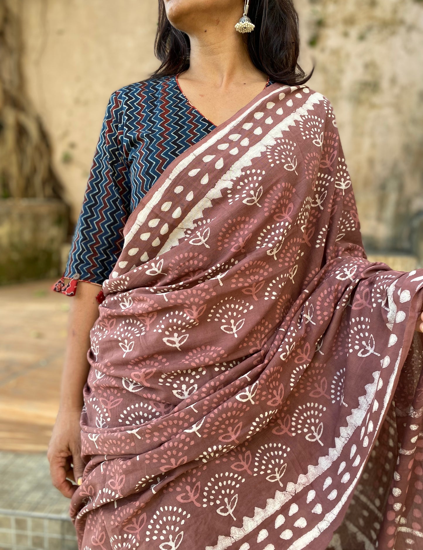 Mauve Mul Cotton saree