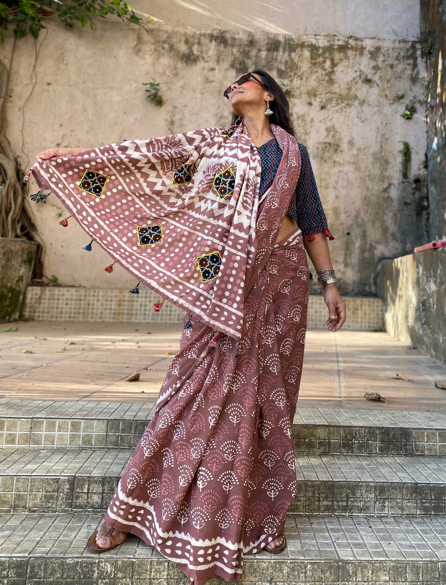 Mauve Mul Cotton saree