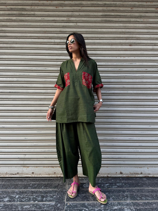 Basil Cotton Co-ord with Balloon Pants (READY TO DISPATCH)