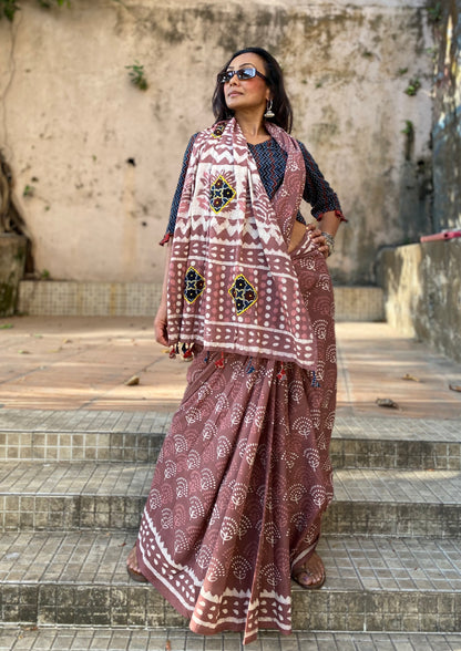 Mauve Mul Cotton saree