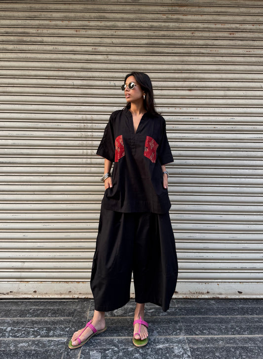 Midnight Cotton Co-ord with Balloon Pants (READY TO DISPATCH)