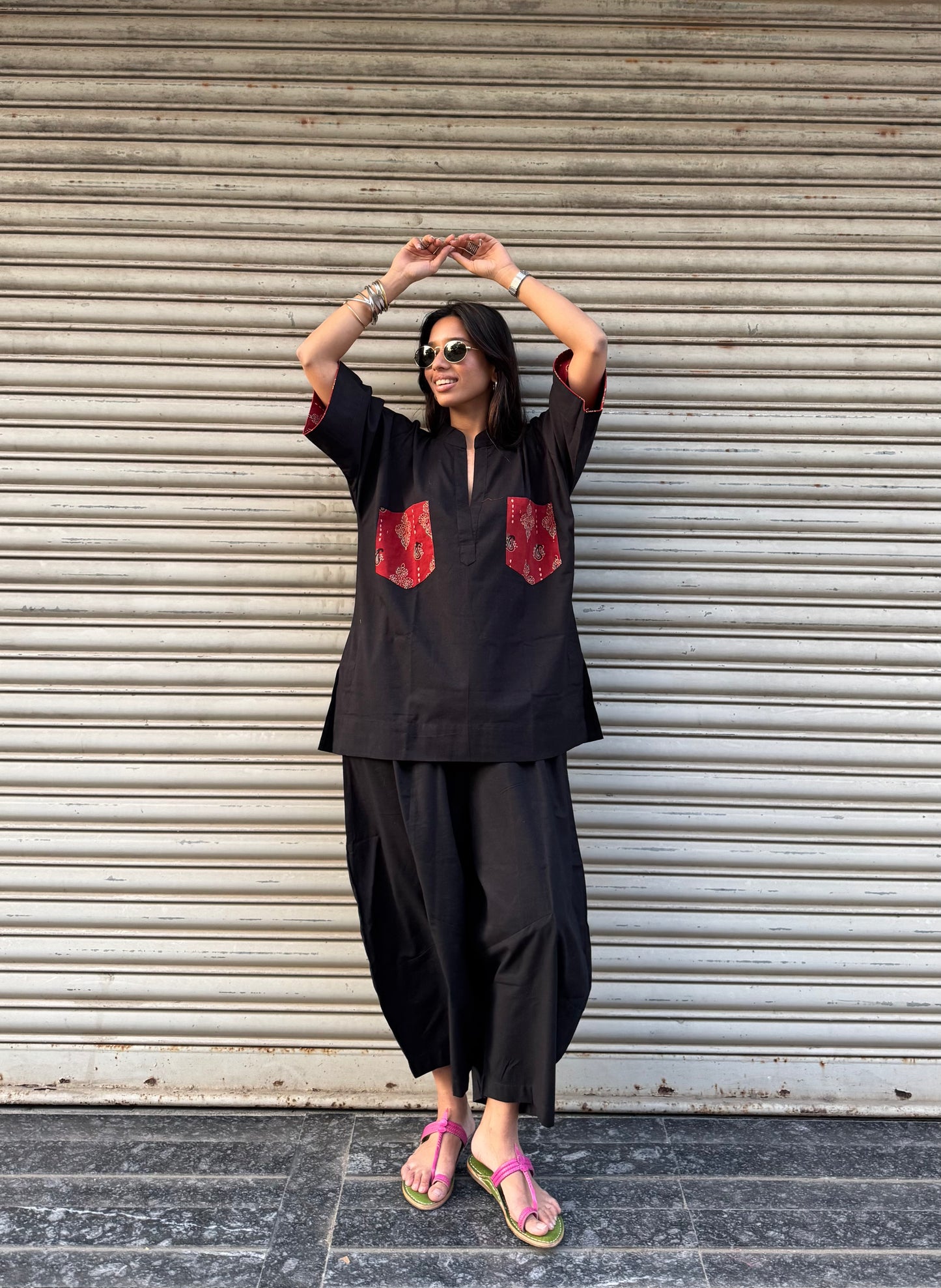 Midnight Cotton Co-ord with Balloon Pants (READY TO DISPATCH)