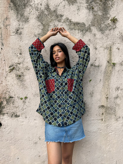 Cedar Ajrakh Cotton Shirt