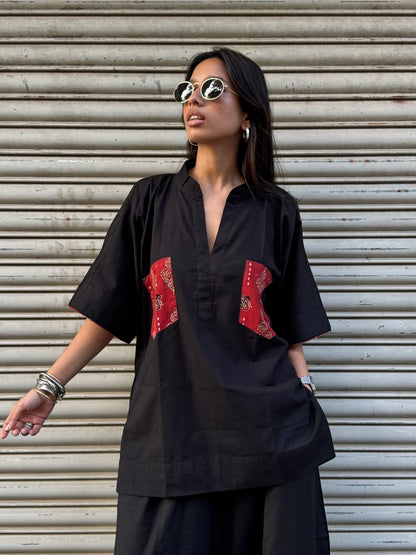 Midnight Cotton Co-ord with Balloon Pants (READY TO DISPATCH)