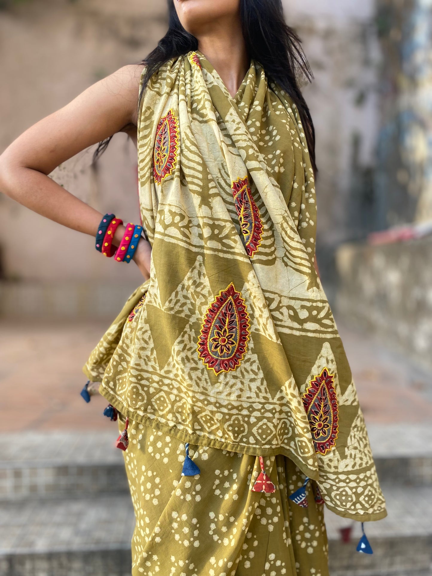 Mehendi green Mul Cotton saree