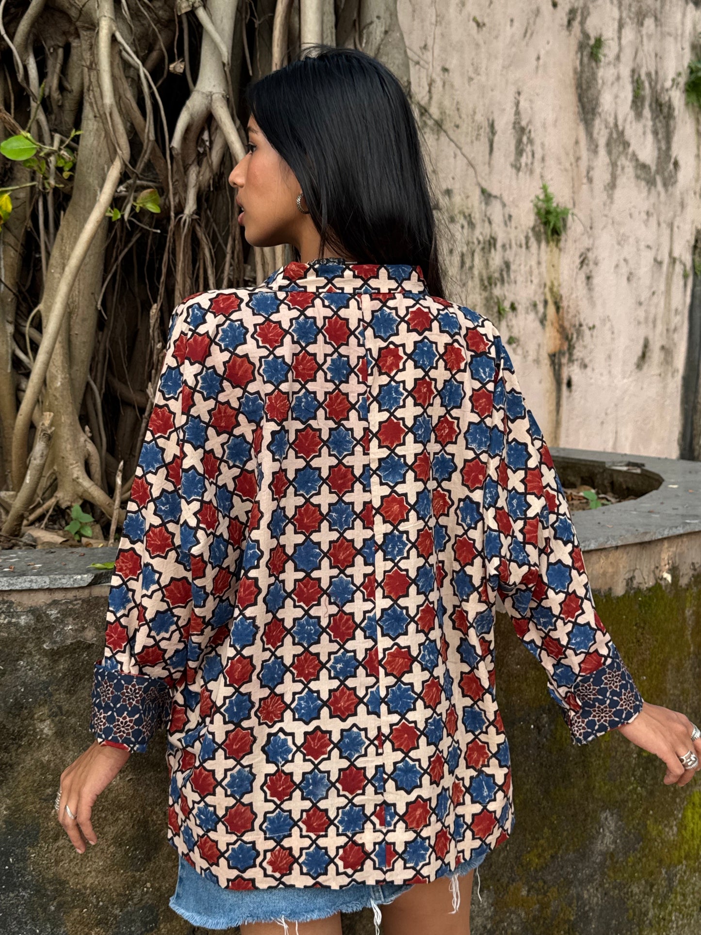 Ivory Ajrakh Cotton Shirt