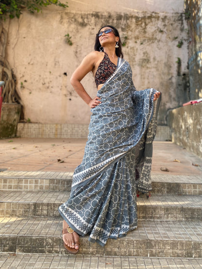 Ash Mul Cotton saree