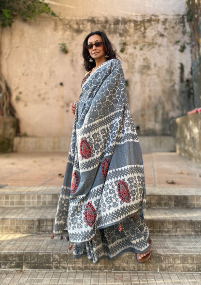 Ash Mul Cotton saree