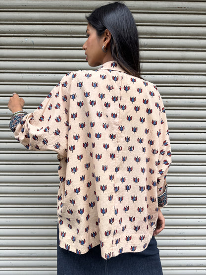 Chalk Ajrakh Cotton Shirt
