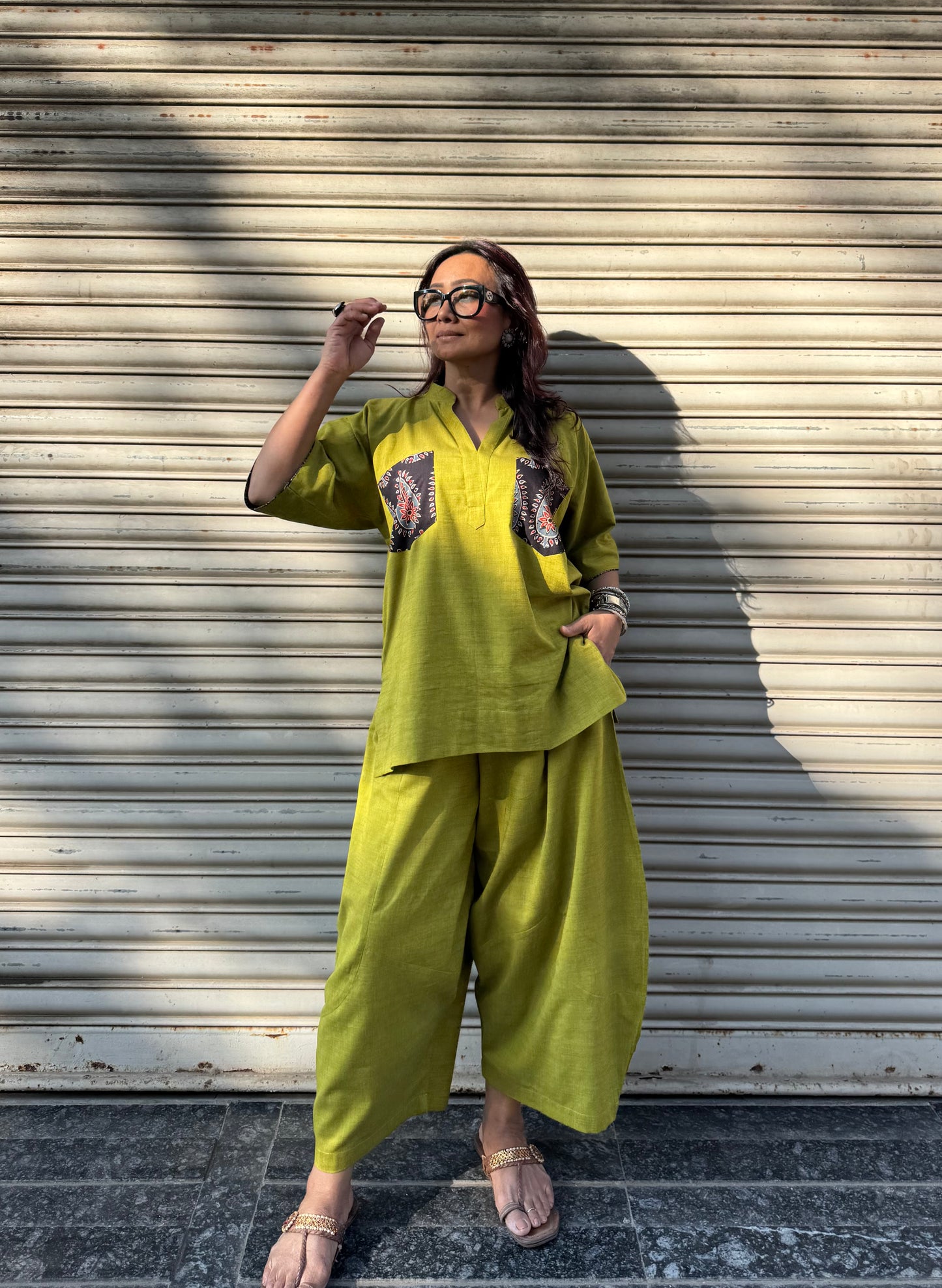 Parrot Cotton Co-ord with Balloon Pants