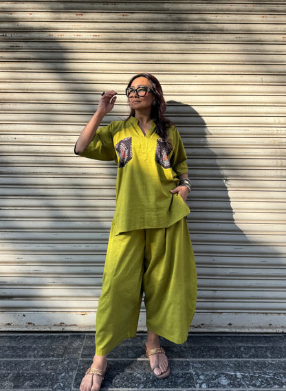 Parrot Cotton Co-ord with Balloon Pants