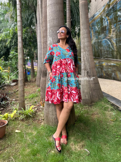 Aqua + Red Titli dress