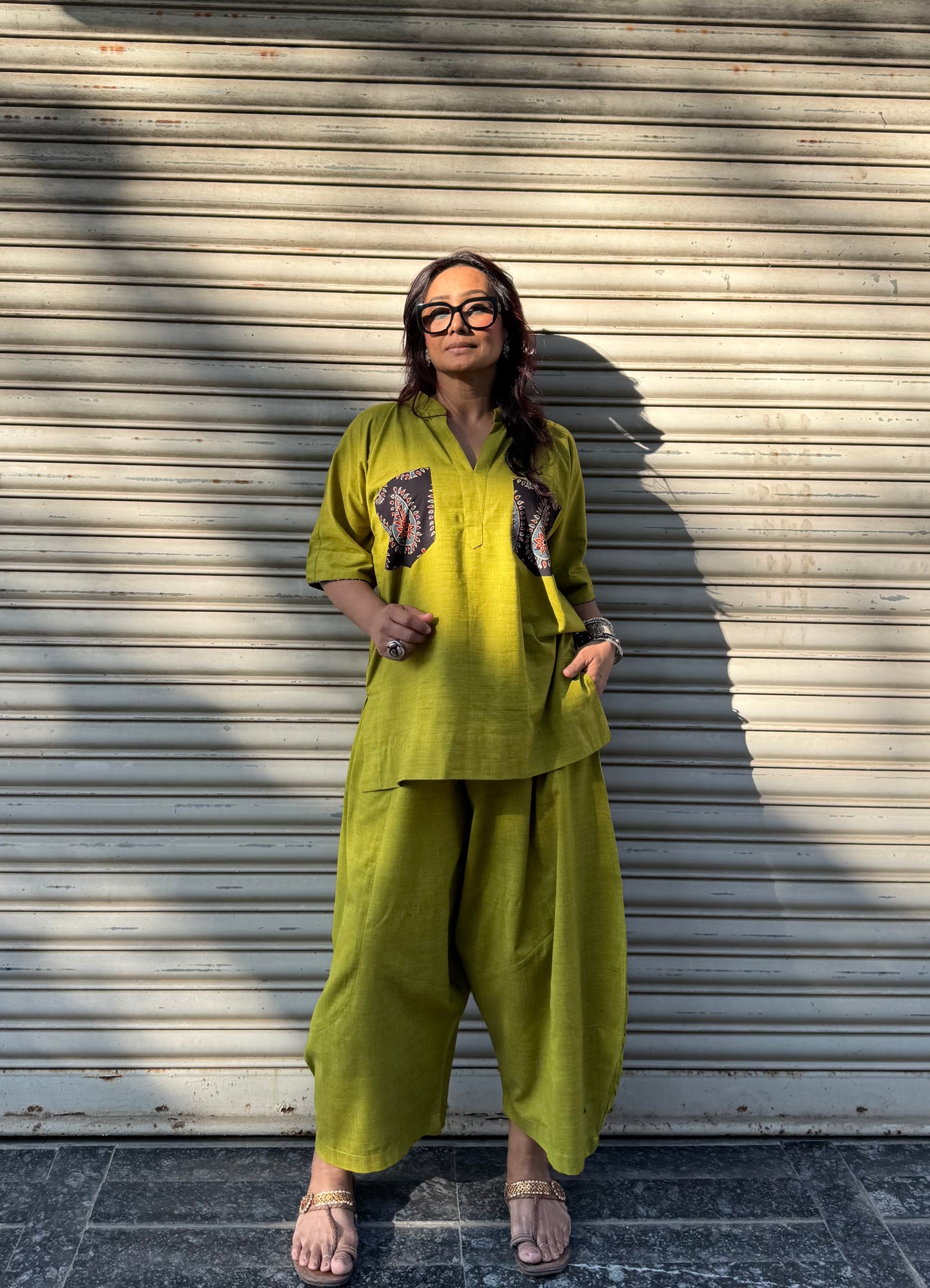 Parrot Cotton Co-ord with Balloon Pants
