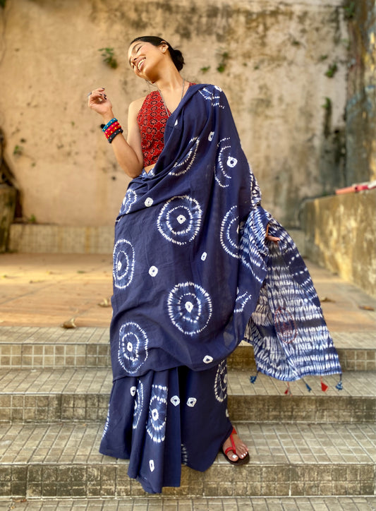 Saiyaan Shibori Mul Cotton saree