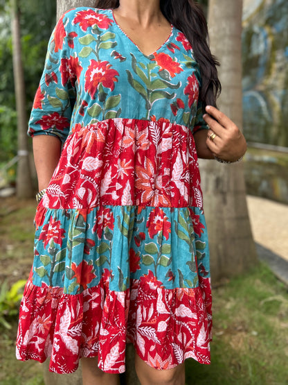Aqua + Red Titli dress