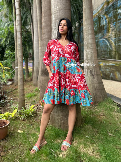 Red + Aqua Titli dress