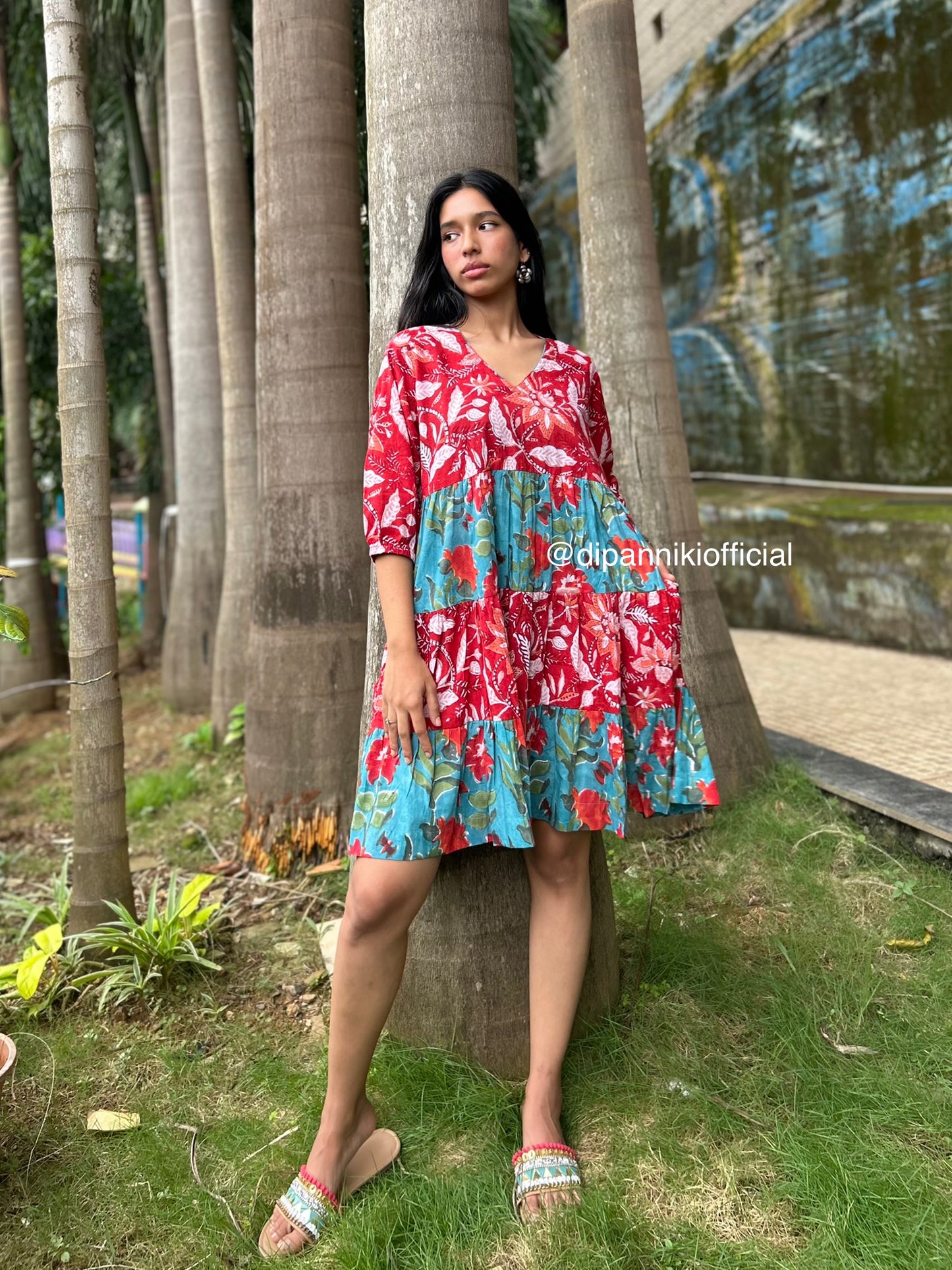Red + Aqua Titli dress