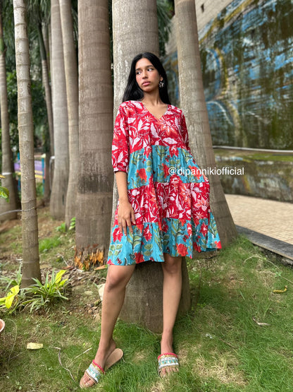 Red + Aqua Titli dress
