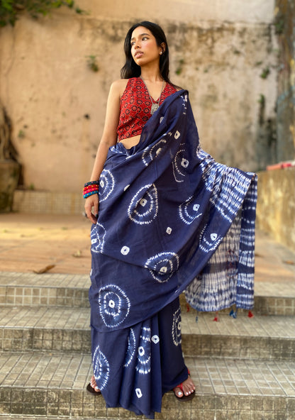 Saiyaan Shibori Mul Cotton saree
