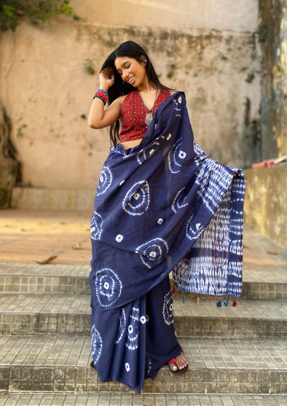 Saiyaan Shibori Mul Cotton saree