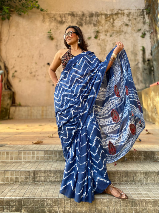 Kayaan Shibori Mul Cotton saree