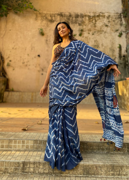 Kayaan Shibori Mul Cotton saree