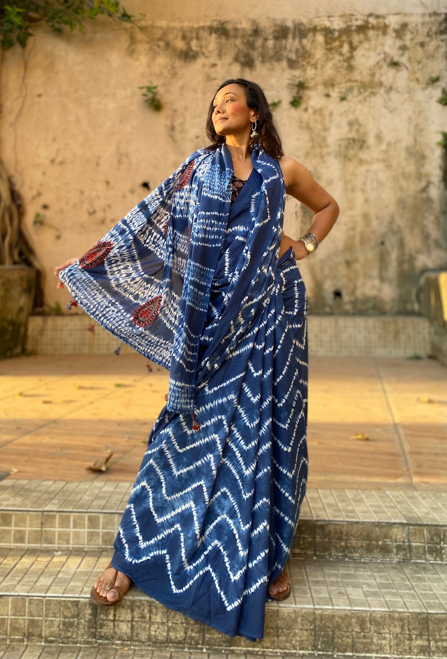 Kayaan Shibori Mul Cotton saree