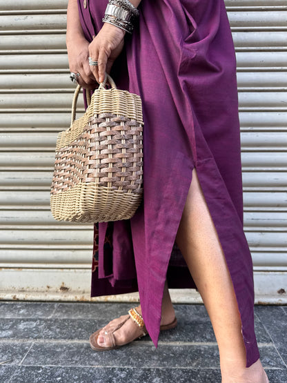Wine Cotton Kaftan Dress