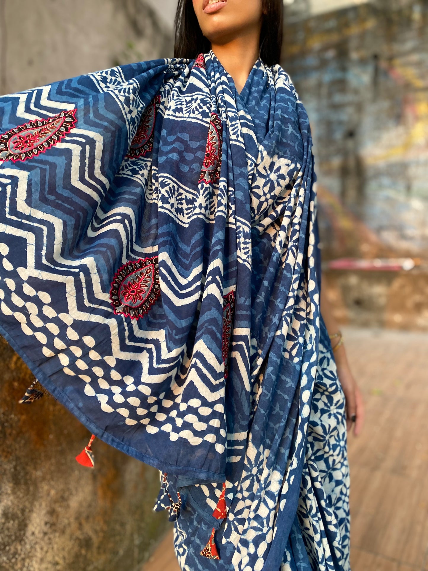 Kalki Indigo Mul Cotton saree