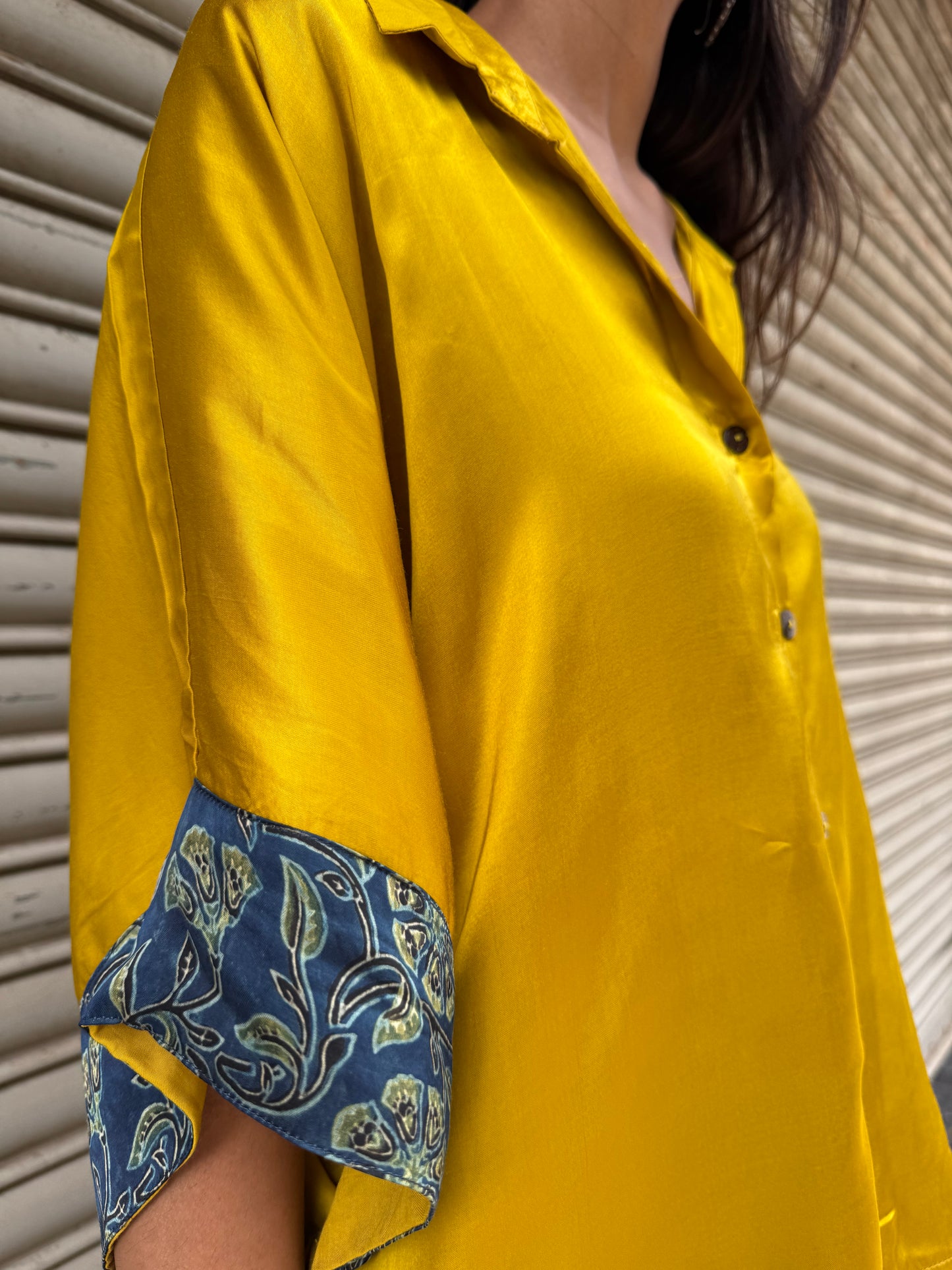 Gold Modal silk Co-ord set with Balloon pants