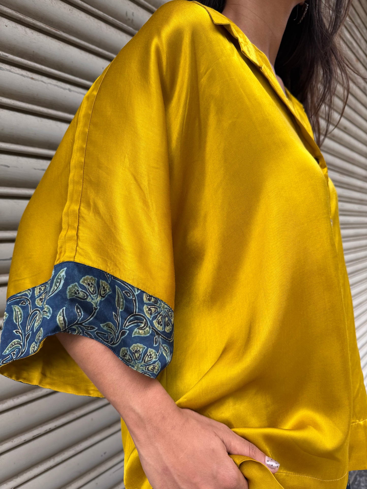 Gold Modal silk Co-ord set with Balloon pants