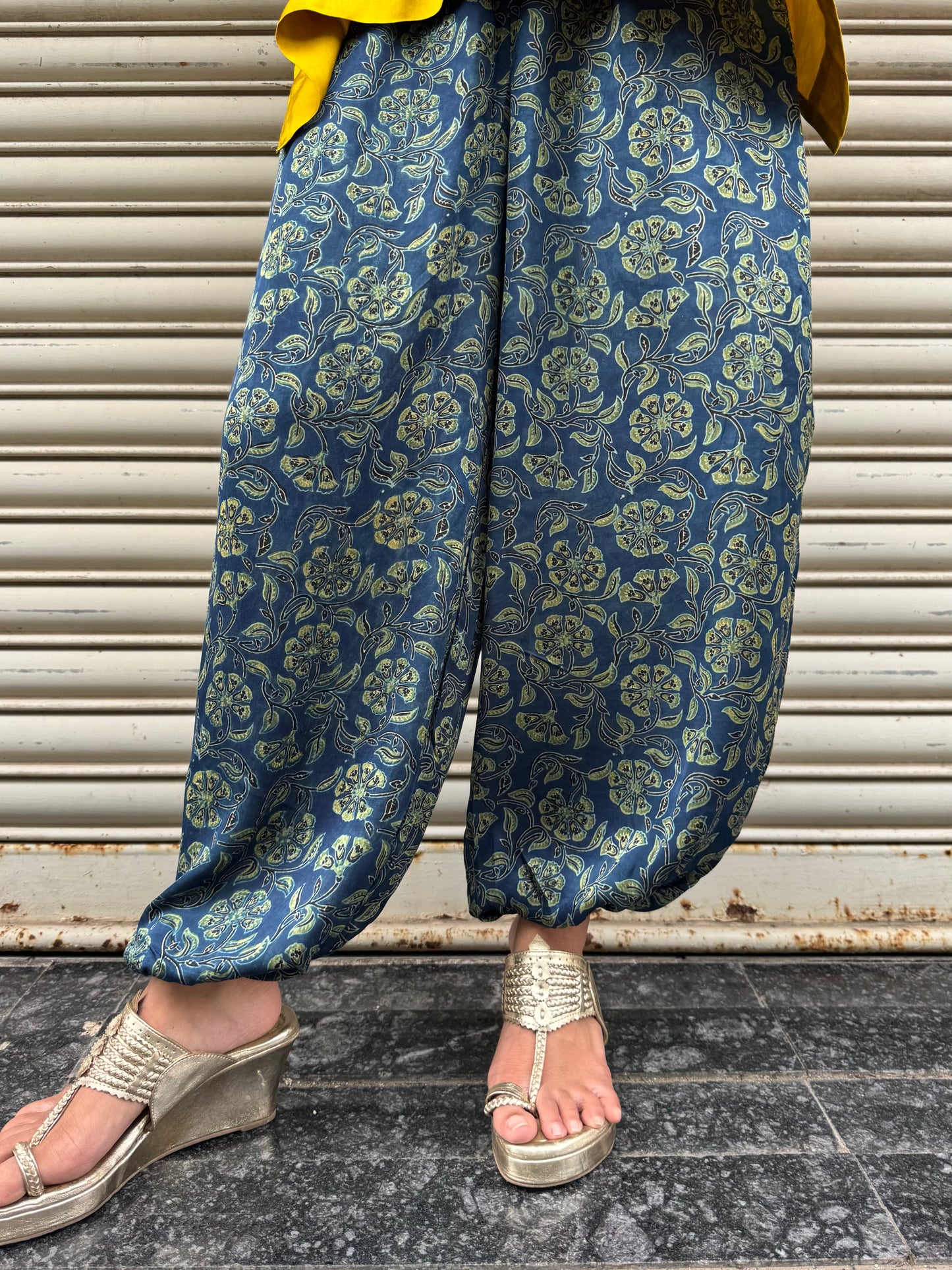 Gold Modal silk Co-ord set with Balloon pants