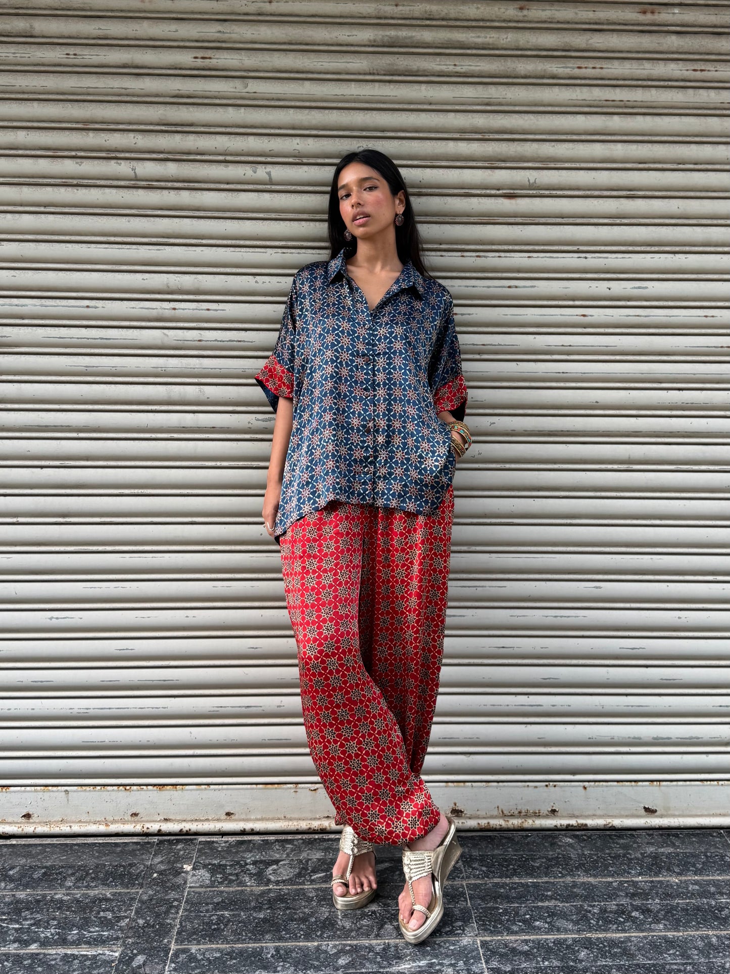 Saanjh Modal silk Co-ord set with Balloon pants