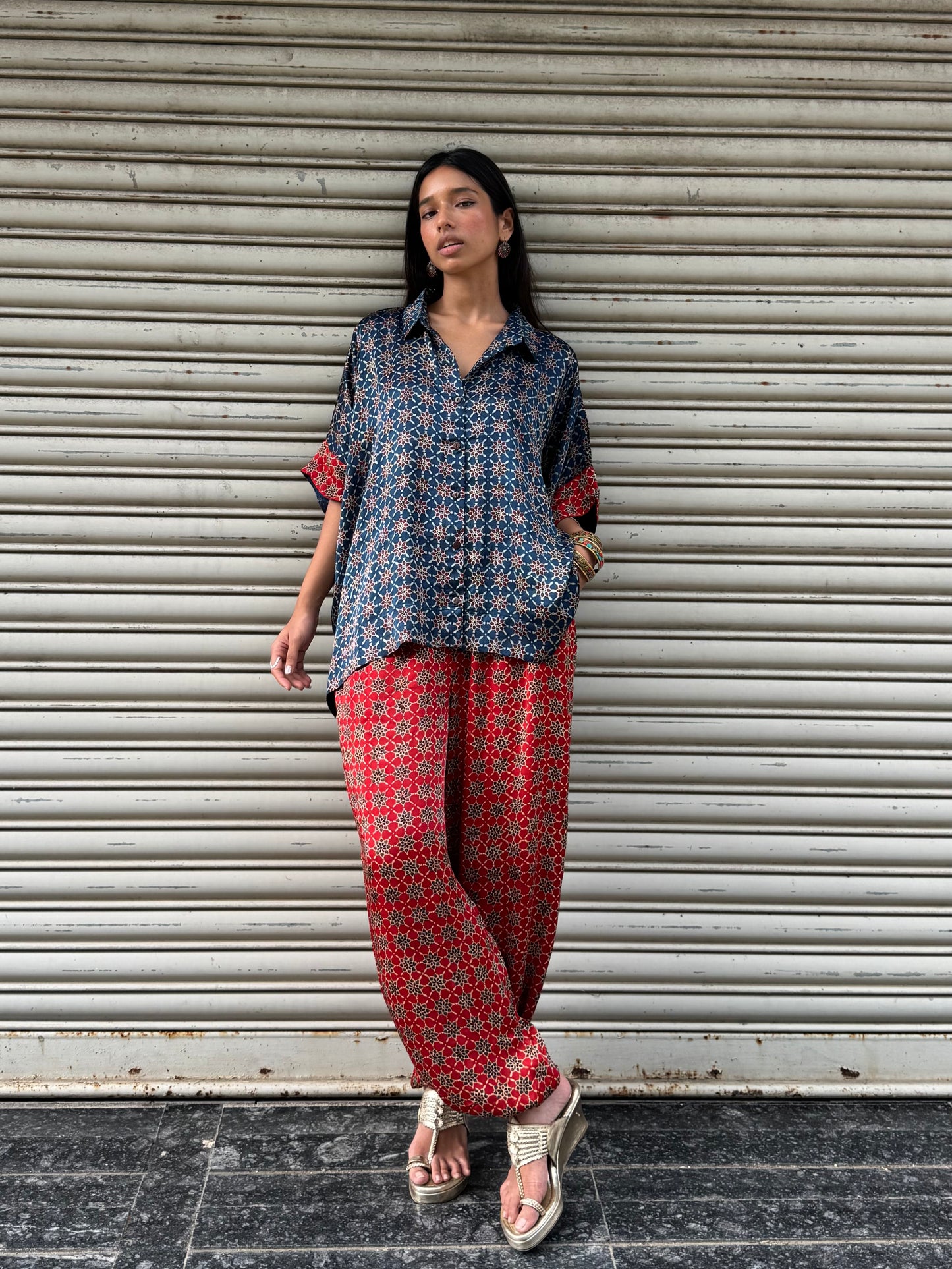 Saanjh Modal silk Co-ord set with Balloon pants