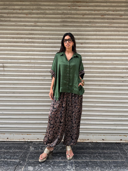 Emerald Modal silk Co-ord set with Balloon pants
