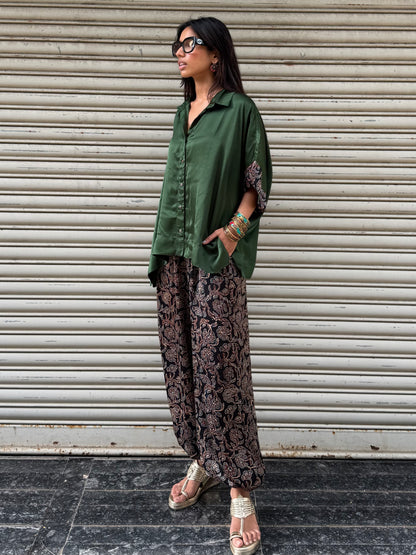 Emerald Modal silk Co-ord set with Balloon pants