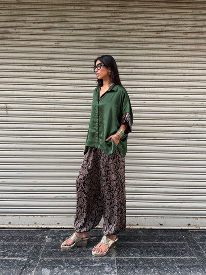 Emerald Modal silk Co-ord set with Balloon pants