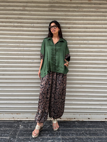 Emerald Modal silk Co-ord set with Balloon pants