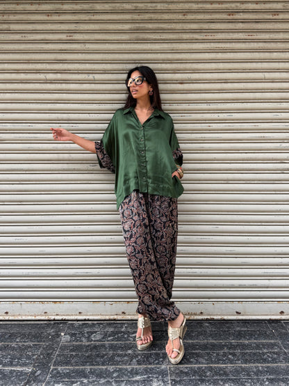 Emerald Modal silk Co-ord set with Balloon pants