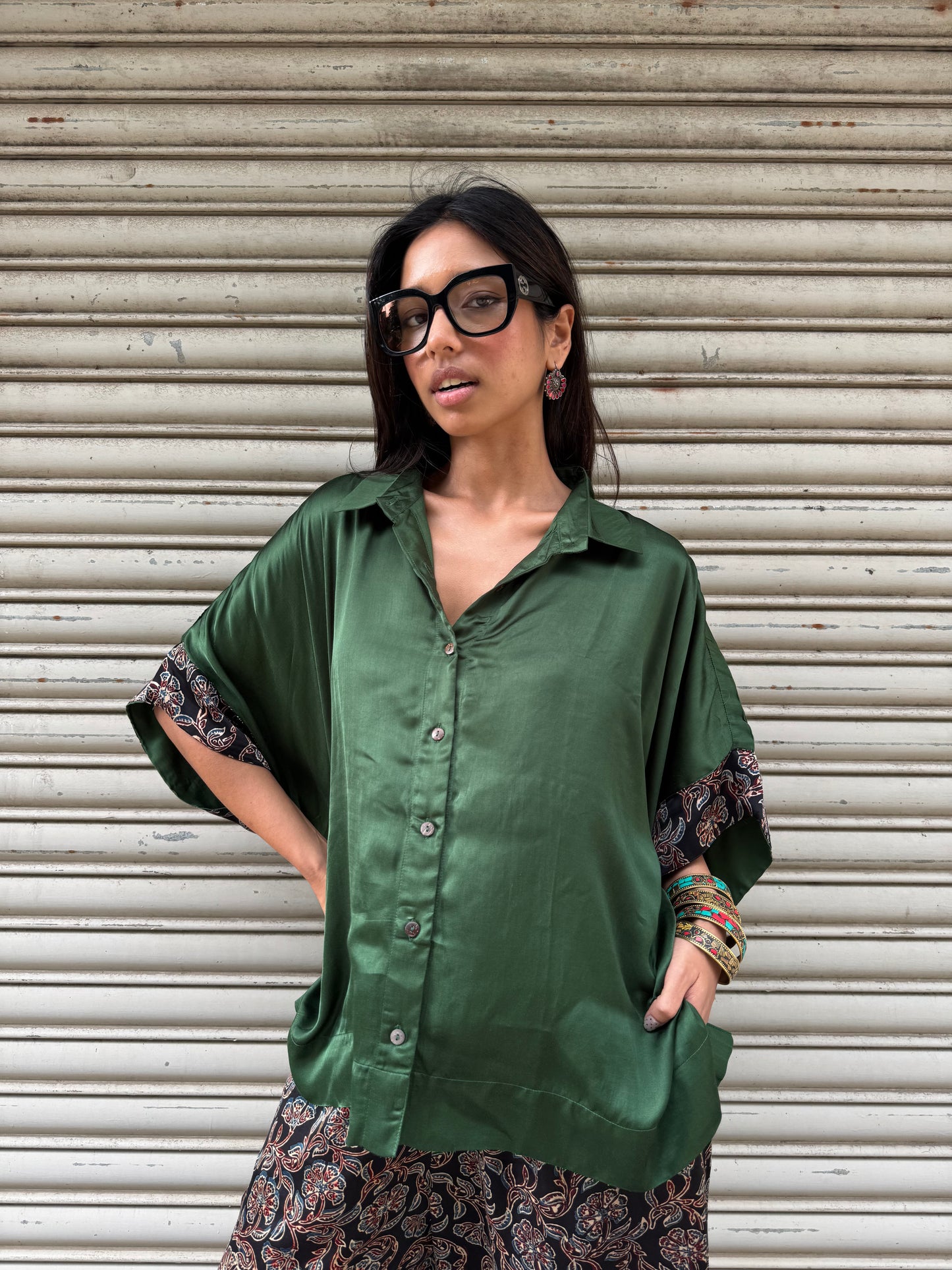 Emerald Modal silk Co-ord set with Balloon pants