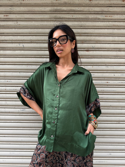 Emerald Modal silk Co-ord set with Balloon pants