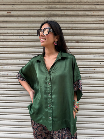 Emerald Modal silk Co-ord set with Balloon pants