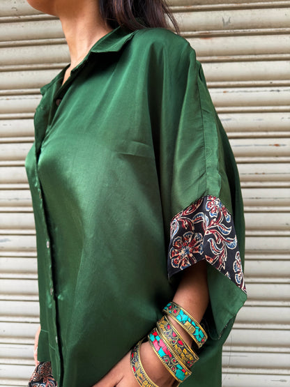 Emerald Modal silk Co-ord set with Balloon pants