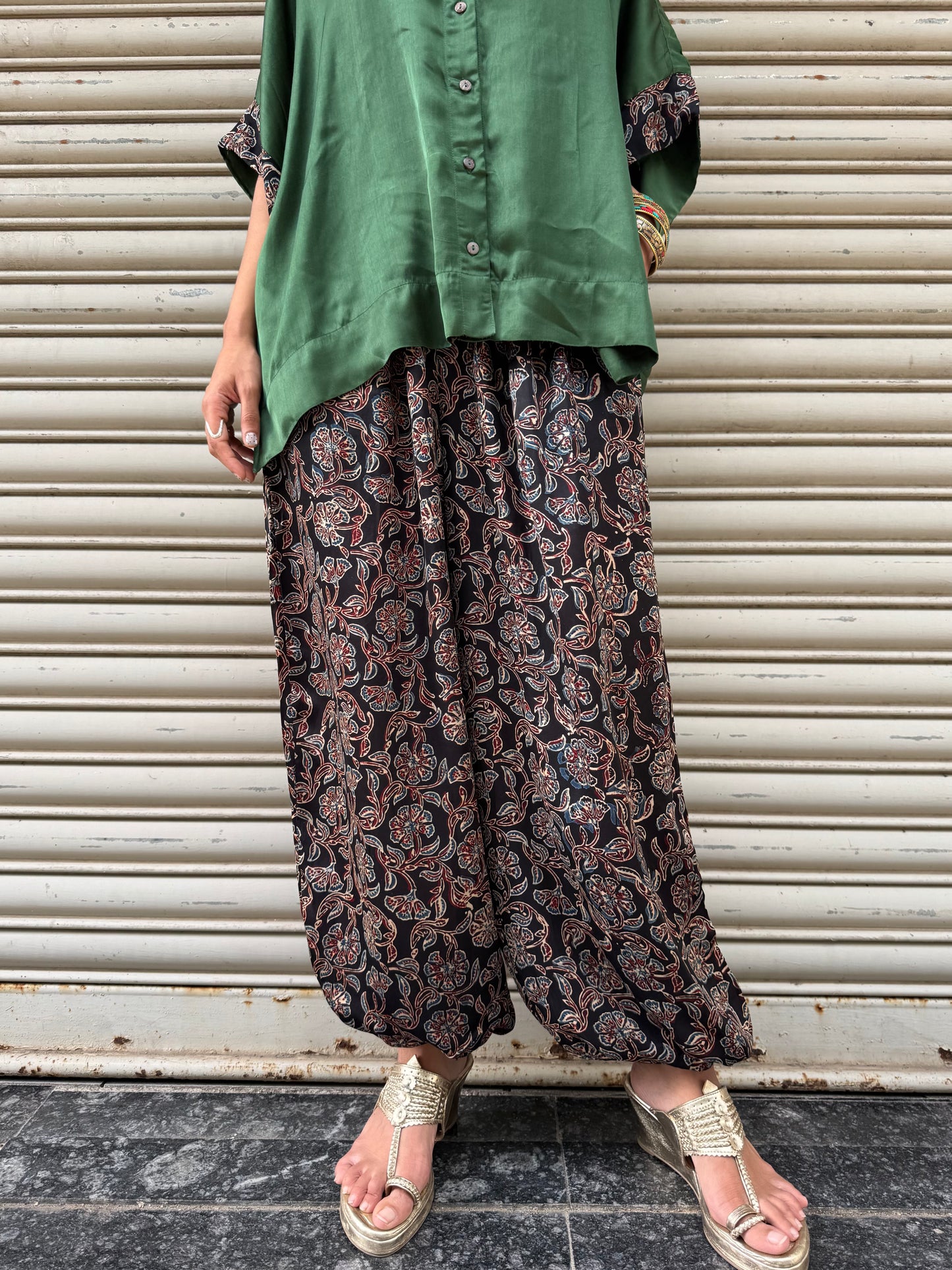 Emerald Modal silk Co-ord set with Balloon pants