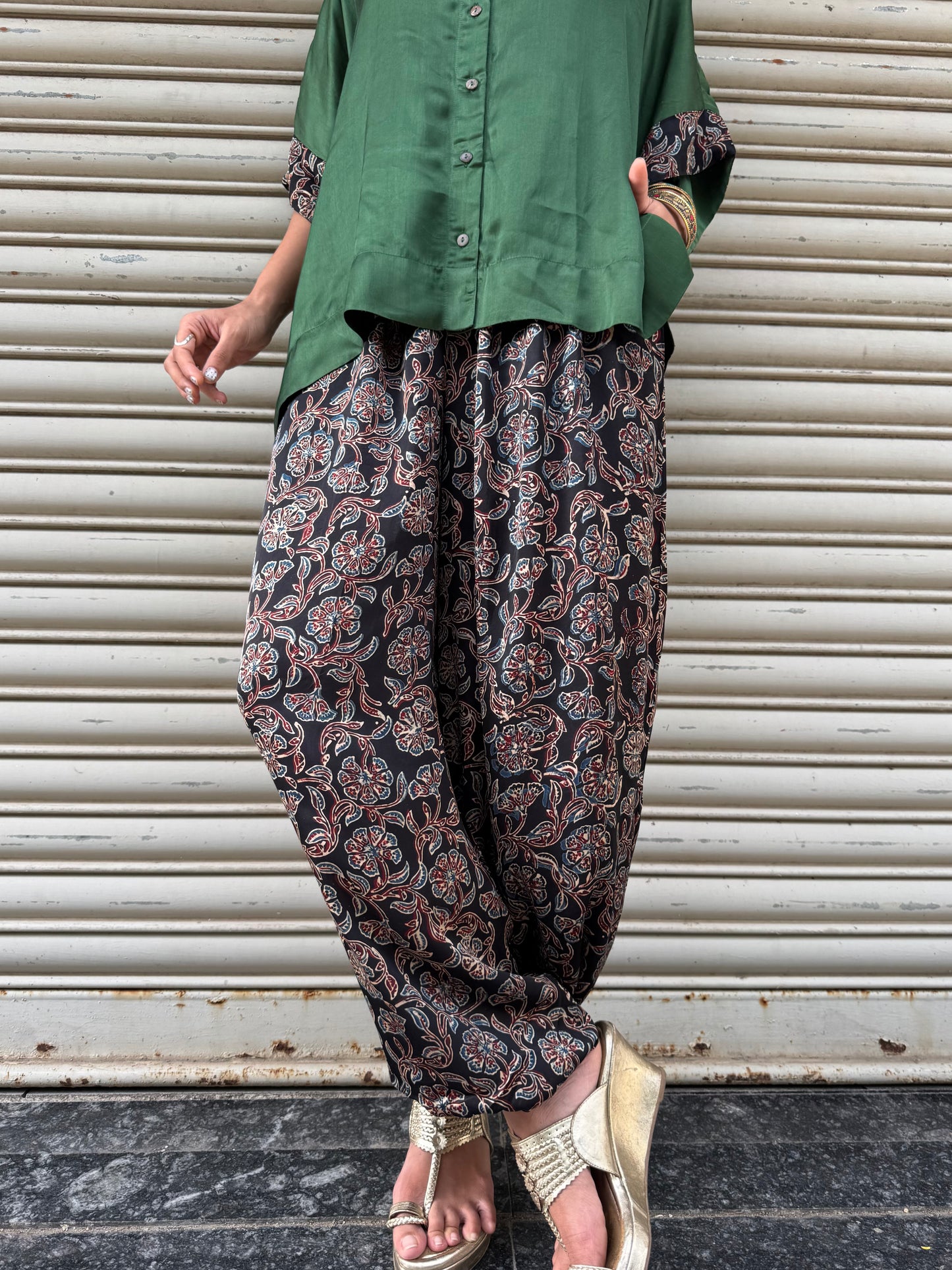 Emerald Modal silk Co-ord set with Balloon pants