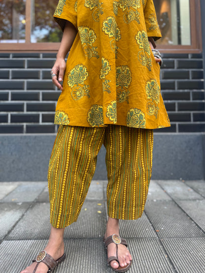 Turmeric Ajrakh Co-ord with Afghani Pants