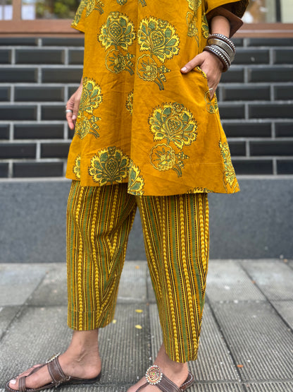 Turmeric Ajrakh Co-ord with Afghani Pants