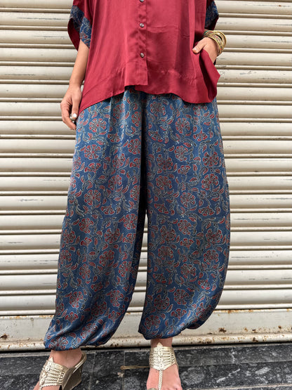 Plum Modal silk Co-ord set with Balloon pants