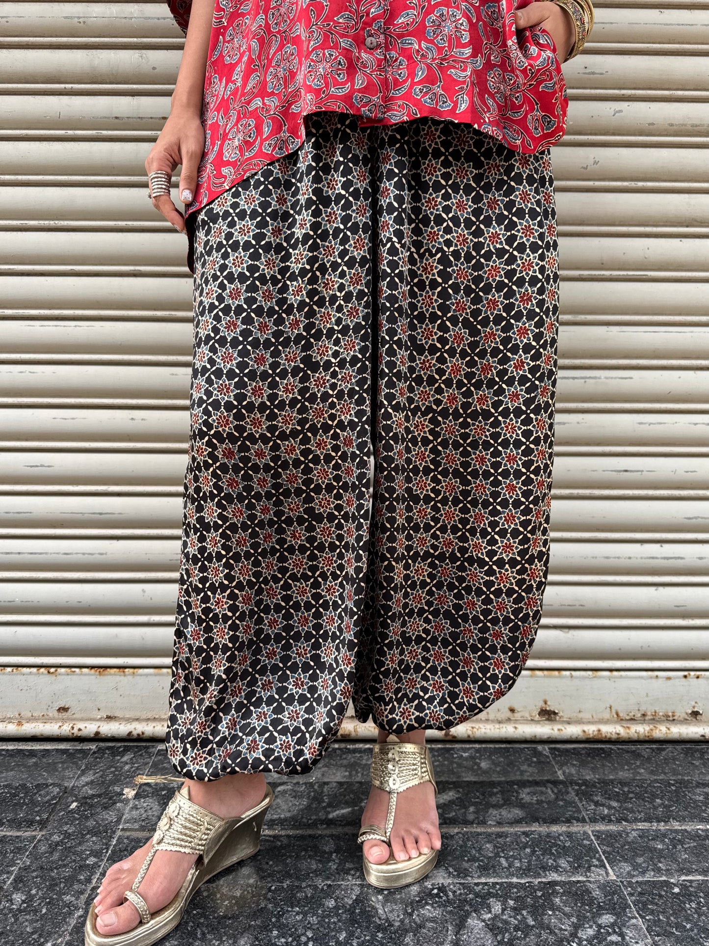 Surkh Modal silk Co-ord set with Balloon pants