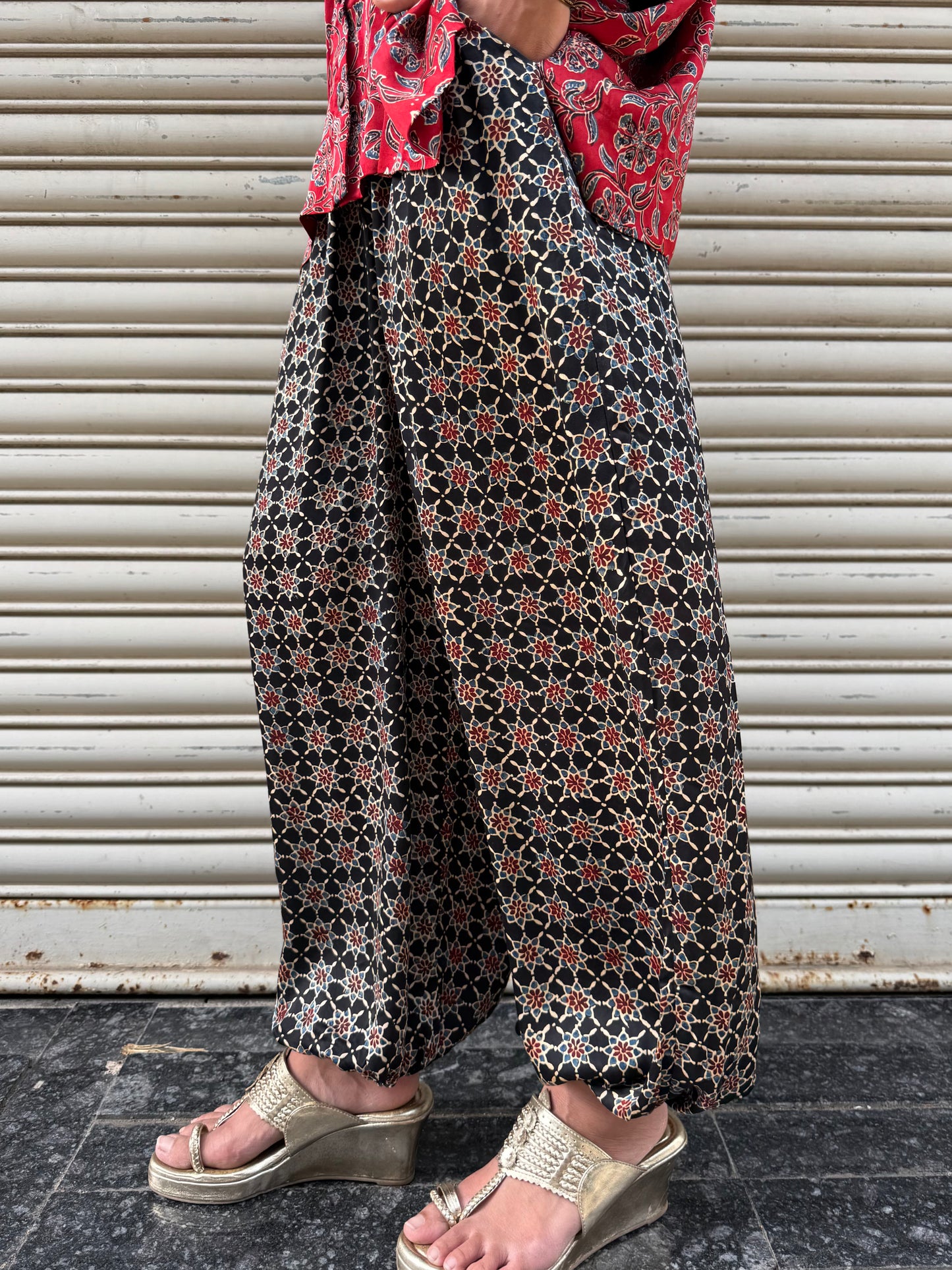 Surkh Modal silk Co-ord set with Balloon pants